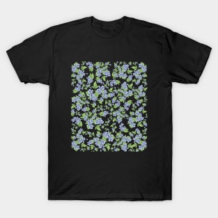 Blue Flower Pattern T-Shirt